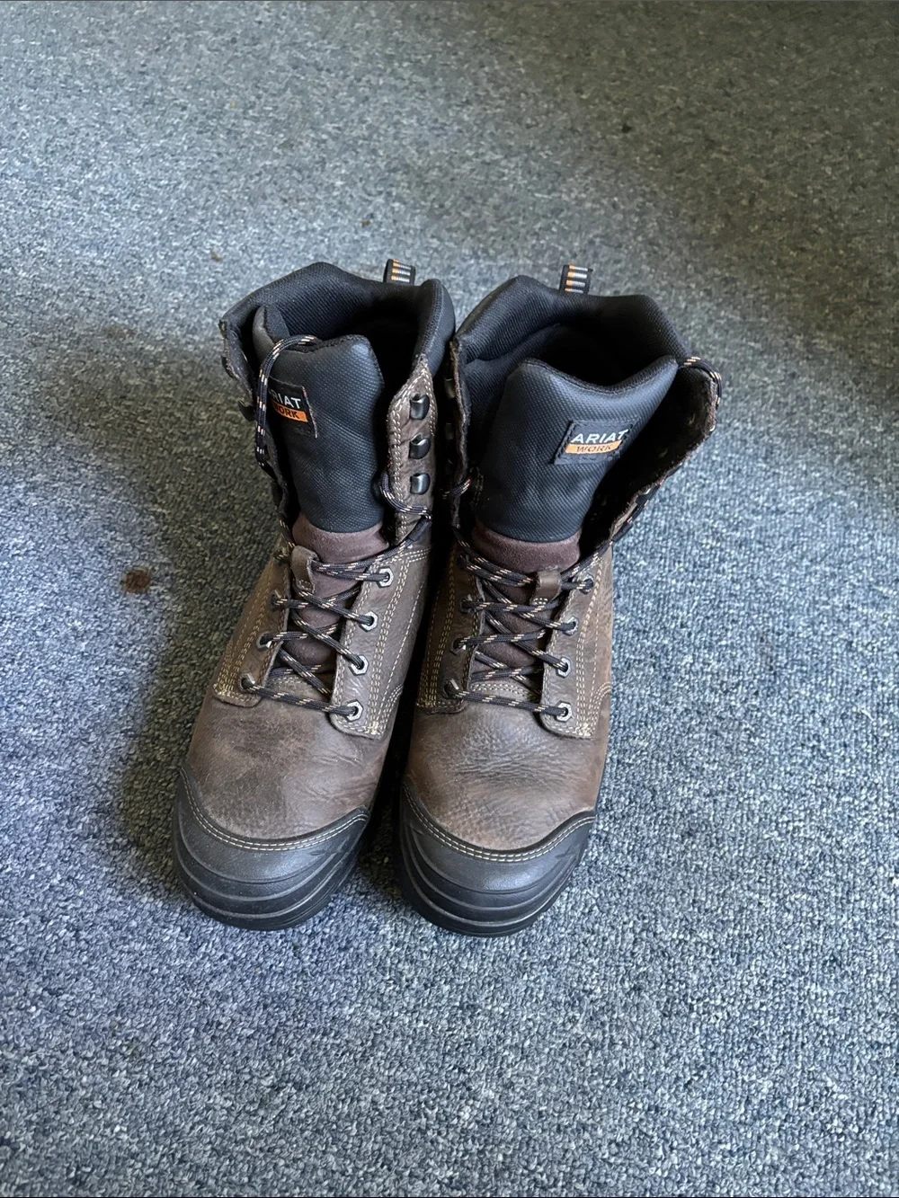 Ariat Brown Men's Lace-Up Work Boots with Black Toe Caps